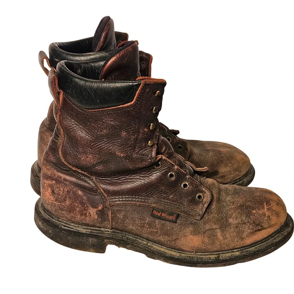 Red Wing 608 Work Boots Mens 13 Brown Leather 8 Inch Soft Toe EH Made in USA